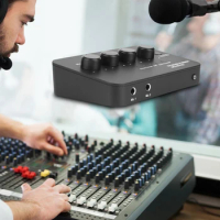 Portable Karaoke Microphone Mixer 3.5mm AUX BT Connection Dual Mic Inputs Compact Karaoke Audio Mixer for KTV Amplifier Speaker