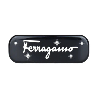 【Salvatore Ferragamo】SALVATORE FERRAGAMO 字母LOGO樹脂水鑽鑲飾彈簧髮夾(黑)