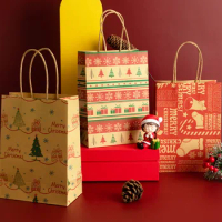 4Pcs Christmas Gift Bags Christmas Elk Tree Cookie Paper Bags Xmax Candy Wrap Gifts Christma Party Supplies Gift Bag Decoration