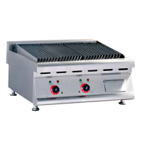Table Top Commercial Electric BBQ Griddle Restaurant Kitchen 2 Burners Lava Rock Grill