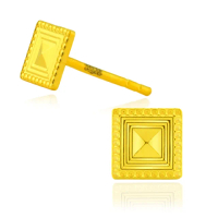 【金緻品】黃金耳環 彼方 0.33錢(純金耳環 5G工藝 正方形 金字塔 幾何 方塊 方磚 經典)