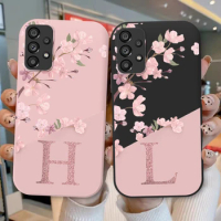 For Samsung Galaxy A52 A52S Phone Cover Pink Letters Cute Flowers Pattern Shell Soft Silicone Funda For Samsung A 52 Coque Capa