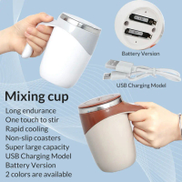 304 Stainless Steel Magnetic Auto Stirring Mug With Lid Rechargeable Self Stir Coffee Cup 380ml Auto