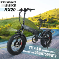 New Full Suspension Frame 20 Inch 4.0 Fat Electric Bike 500W Electric Fat Tire Bike Foldable Fat Tire Bicycle Hidden Battery