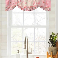 Valentine'S Day Roses Love Window Curtain Living Room Kitchen Cabinet Tie-up Valance Curtain Rod Pocket Valance