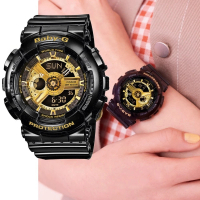 【CASIO 卡西歐】BABY-G 多層次 酷感女孩腕錶-黑金(BA-110X-1A)