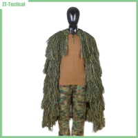Lightweight Ghillie Poncho Tactical Sniper Ghillie Top for Airsoft Paintball Military Ghillie Poncho Suit Woodland