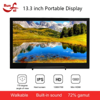 13.3 inch Portable Display LED Monitor 1366x768 HD IPS Display Computer Monitor HDMI-Compatible TV for PS4 Pro/Xbox/Phone