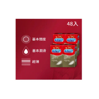 【Durex 杜蕾斯】超薄裝保險套4盒(共48入 保險套/保險套推薦/衛生套/安全套/避孕套/避孕)