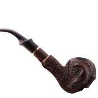 Ebony wood 9MM Filter Tobacco pipe Bent Type smoking pipe Handmade Solid wood cigarette holder Tobacco pipe Gift pipe accessory