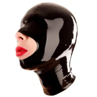 Latex Hood Unisex Latex Party Mask Open for The Nose and Chin Latex Rubber Mask Costume Props Black Red Gray