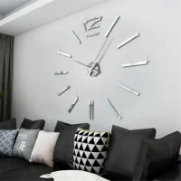 Modern Design Large Wall Clock 3D DIY Clocks Fashion Watches Acrylic Mirror Stickers Living Room Home Decor Horloge