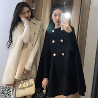 斗篷外套女秋冬英倫風呢子大衣女高級感百搭披肩上衣女韓版寬松-UM.有米家居