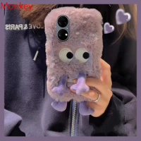 Korean Cute Cartoon Fuzzy Plush Phone Shockroof Case For Huawei P50 P40 P30 P20 Mate20 Nova 9SE 10SE 8I 7I 3I 2I 5T 3D Soft Case
