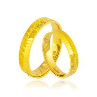 【金緻品】黃金對戒 浮世浪漫 2.3錢(5G工藝 男女對戒 黃金戒指 純金對戒 情人 扇形 浮世繪 波紋 鱗片)