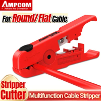 AMPCOM Wire Stripper Ethernet Cable Cutter Round Cable Cutting Tool Lan Cable Stripping Tool for CAT7 CAT6 CAT5E CAT5 Round Wire