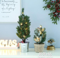 聖誕樹盆栽桌面擺件夜燈裝飾迷妳鬆針雪鬆樹飾品家用場景布置創意 全館免運