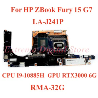 For HP ZBook Fury 15 G7 Laptop motherboard LA-J241P with CPU I7-10850H I9-10885H RTX2060/RTX3000 6G 32G 100% Tested Fully Work