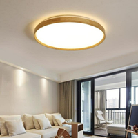 超薄木質LED圓形原木臥室燈北歐簡約書房燈日式現代燈具