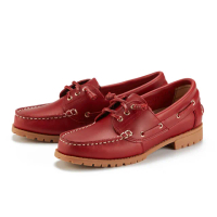 【ORIN】牛皮縫線綁帶厚底帆船鞋(紅色)