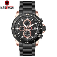 KADEMAN Top Brand Luxury Fashion Mens Watches Stainless Steel Chronograph Quartz Watch Men Sport Male Clock Relogio Masculino