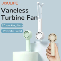 JISULIFE Mini Portable Fan Powerful Trubo Rechargeable Bladeless Fans Ultra-quiet Personal Hand Fan 