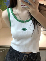 女士背心 小可愛 拼色小吊帶 女夏季小眾內搭背心 打底短款工字背心 修身外穿無袖上衣 女生背心【不二雜貨】