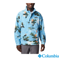 【Columbia 哥倫比亞 官方旗艦】男款-Deschutes Valley™UPF50防潑半開襟上衣-藍印花(UWE74950IF)