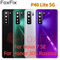 Back Glass Cover For Huawei P40 Lite 5G Battery Cover Back Glass Rear Housing Door Case Replacement For Honor 30S Russia Edition