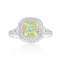 【AURORA 歐羅拉】限量-GIA 50分 天然稀有綠鑽 18K金 鑽戒 戒指 優雅(Fancy Light Yellow Green)