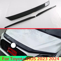For Toyota VIOS 2023 2024 Car Accessories Carbon fiber style Front Hood Bonnet Grill Grille Bumper Lip Mesh Trim Cover Molding