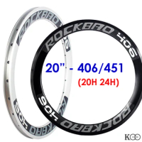 Bike Rims 20 Inch 406/451 Aluminum Alloy Double Wall Rim 40mm Height Presta Valve 20H 24H Disc/ V Brake Dual Use Rim Customized