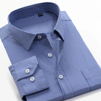 Big size 5XL 6XL 7XL 8XL 9XL 10XL Men's Business Gentleman Casual Stripe Long Sleeve Shirt Spring New Simple Elegant Youth Shirt