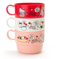 大賀屋 日本製 Hello Kitty 杯子 3入 水杯 茶杯 漱口杯 分享杯 凱蒂貓 KT 三麗鷗 J00011012