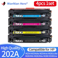 4pcs Compatible for HP 202A CF500A 501a cf502 cf503a toner cartridge LaserJe Pro M254nw M254dw MFP M281fdw M281fdn M280nw 4color