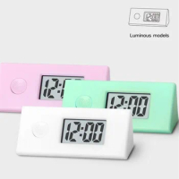 Mini Portable Digital Electronic Clock Silent Luminous ABS Clocks with Backlight Key Ring Desktop Home Office Digital Clock