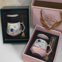 Marbled diamond ceramic mug gift box Couple water cup Wedding shop souvenir event gifts