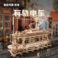 免運 模型 拼裝模型 兒童節禮物 若態若客有軌道電車仿懷舊復古真拼裝模型3D立體拼圖創意擺件