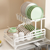 碗碟收納架 廚房碗架雙層瀝水架免安裝碗盤碗碟置物架家用多功能碗筷收納架子