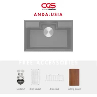 Kitchen Sink Bak Cuci Dapur Granit 1 Lubang CGS ANDALUSIA Rockgranite Sink GREY