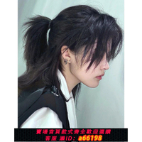 【台灣公司 可開發票】狼尾假發男長發日系男生武士頭帥氣自然男士鯔魚頭日常全頭套式