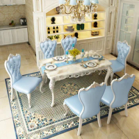 European dining table and chair combination Jane European marble dining table French modern simple rectangular table