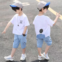 Boys Clothing Sets Summer Teenage Boys Clothes Suit Stripe Cotton T-Shirt + Jeans Pant 2PCS Set Fash