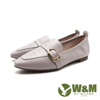 W&amp;M(女)簡約圓尖頭平底樂福鞋 女鞋－灰色(另有黑色)