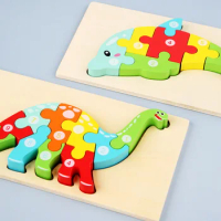 Young baby puzzle wooden three-dimensional baby early education puzzle boy girl children animal assembly toy