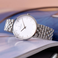 【Nordgreen】ND手錶 Infinity 無限 32mm 月光銀殼×白面 月光銀五珠精鋼錶帶(IN32SI5LSIXX)