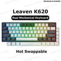 Leaven K620 Real Mechanical Keyboard 60% Gaming Small Mini 61 Keys Mix Color Keycap Blue Red Switch 