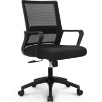 Office Swivel Chair Home with Armrest Ergonomic Mesh Task Back Rolling Adjustable Lumbar Support for Work Gaming Guest Reception