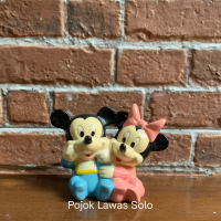 Mini Figure Vintage Mickey and Minnie Mouse dari porselen - ORI