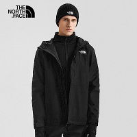 【The North Face 官方旗艦】北面男款黑色防水透氣保暖連帽三合一外套｜81ROJK3